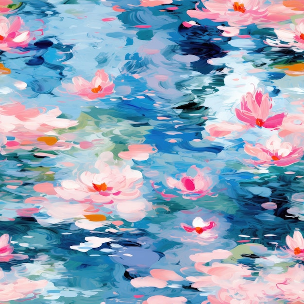 カラフルな水彩画のモネ スタイルのシームレスなパターン背景