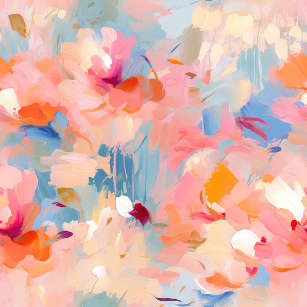 Colorful Watercolor Brushstroke Painting Monet Style Seamless Pattern Background