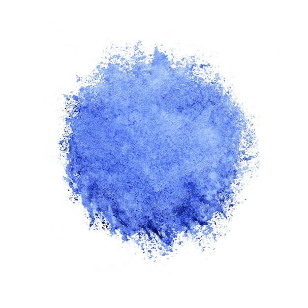 Cerchio dell'acquerello colorato, goccia blu su sfondo bianco