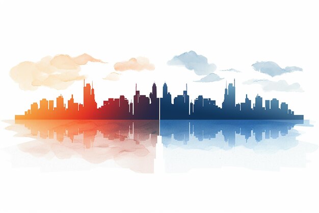 colorful watercolor cityscape landscape vector illustration on white background