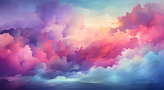 Colorful watercolor cloud painting