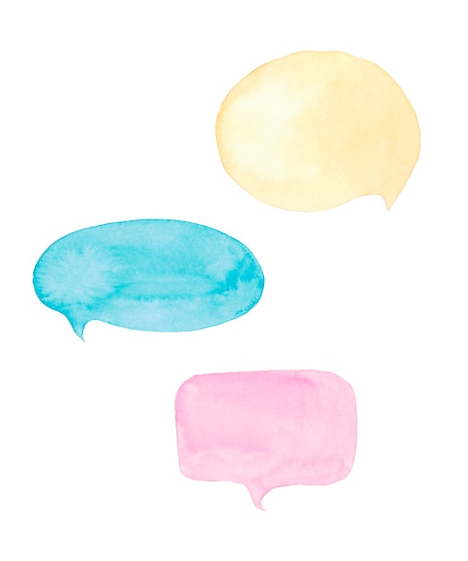 Colorful watercolor empty speech bubbles