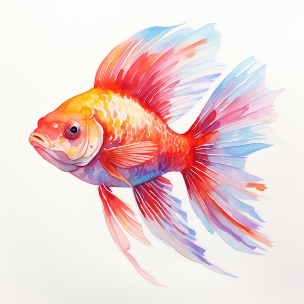 Colorful Watercolor Fish Swimming in the Ocean AI Generated