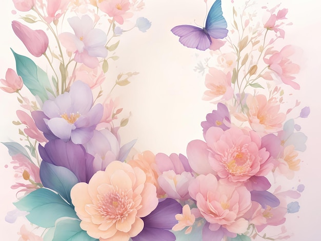 Colorful watercolor floral background ai