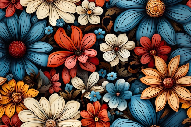 다채로운 수채화 꽃