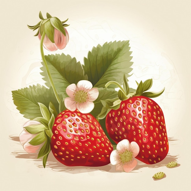 Colorful watercolor illustration of strawberries