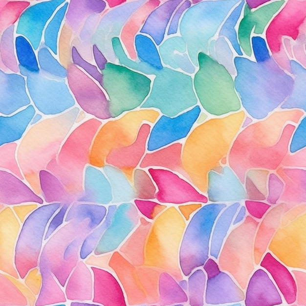 A colorful watercolor painting of a fish pattern.