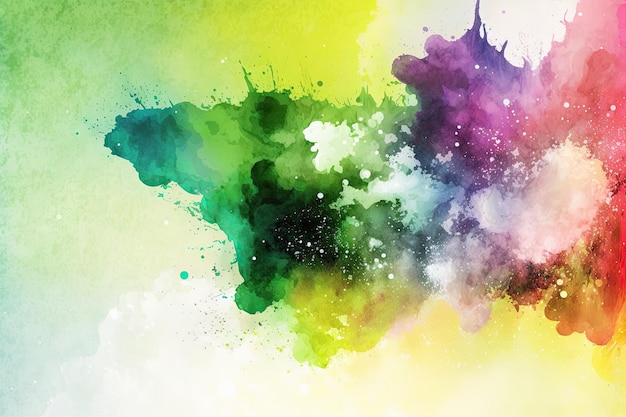 A Colorful Watercolor Painting of a Rainbow Colored Paint Splashing Background
