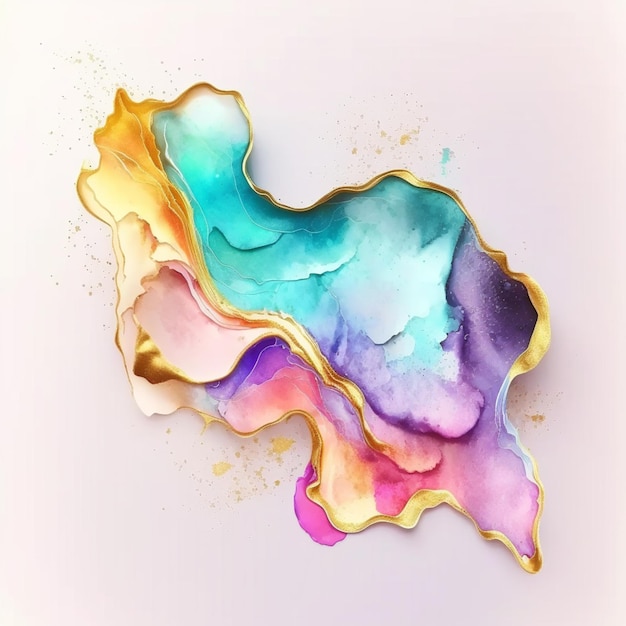 A colorful watercolor painting of a watercolor painting of a body of water.