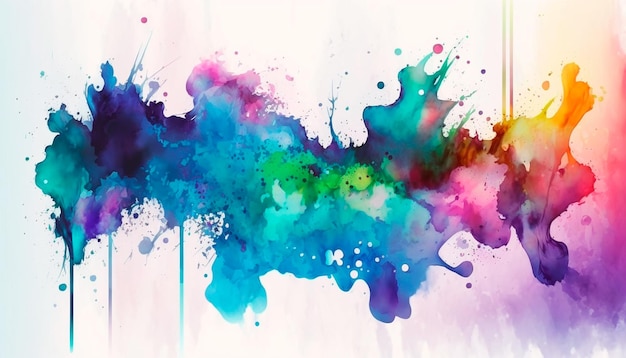 A colorful watercolor painting with a blue and pink background.