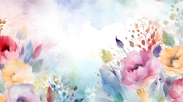 A colorful watercolor painting with flowers on a white background