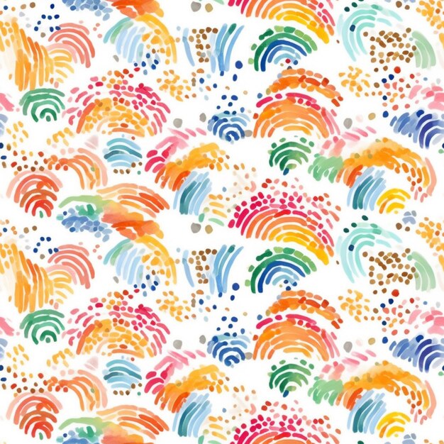 Photo a colorful watercolor pattern with a lot of dots and waves generative ai