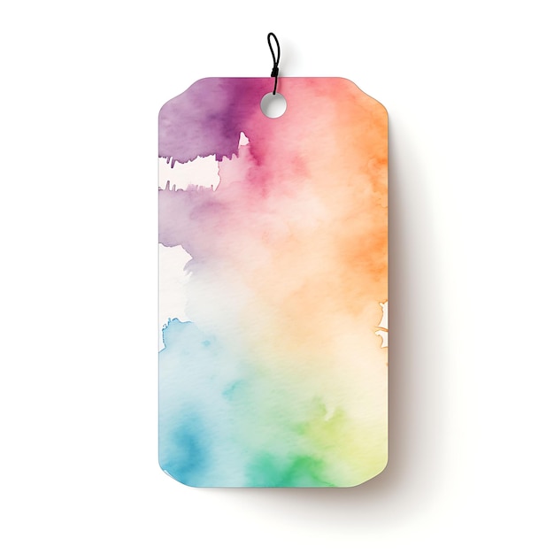 Photo colorful watercolor price tag irregular shape with watercolor washes creative hang tag collection