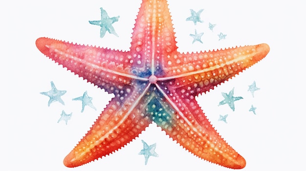Foto clipart colorato di stelle marine dell'acquerello