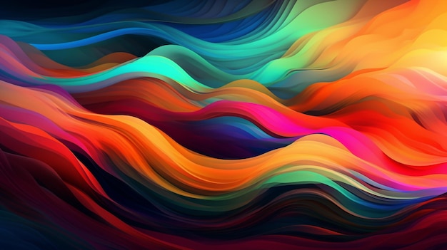 A colorful wave background with a black background.