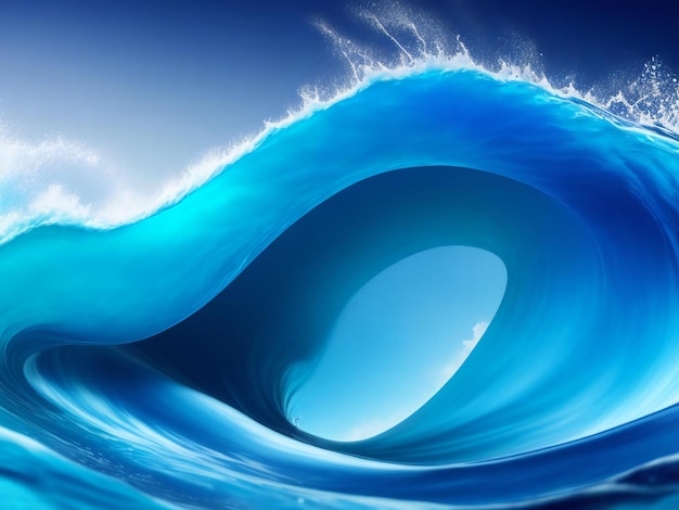 青い背景で作成されたカラフルな波の背景