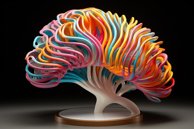 Colorful Wave Brain Sculpture