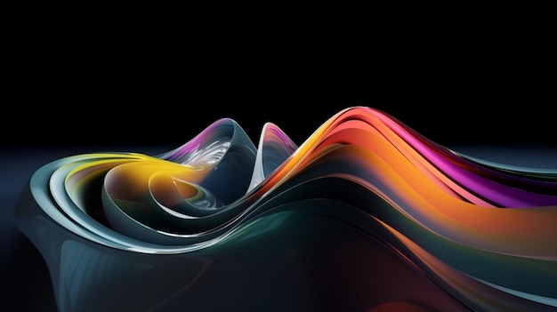 A colorful wave is on a black background.