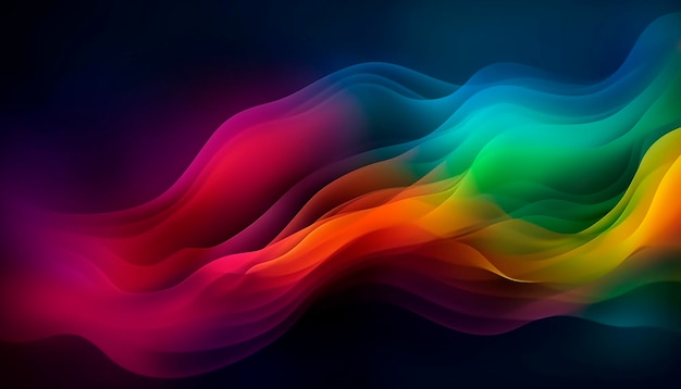 A colorful wave is displayed on a dark background.