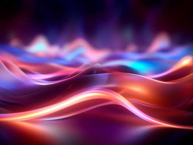 A colorful wave is lit up in purple and orange.