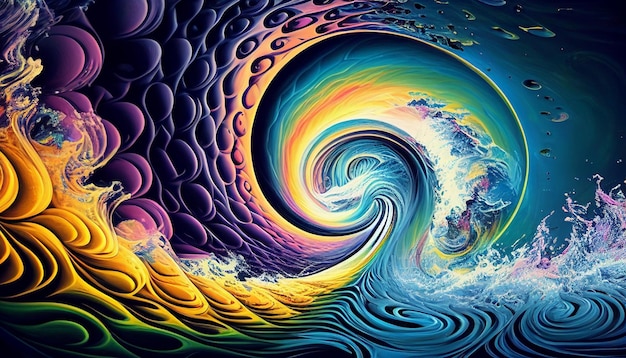 A colorful wave is seen in this illustration.