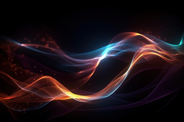 A colorful wave of light on a black background generative AI