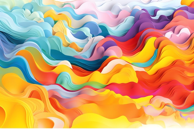 Colorful wave paper art style wallpaper