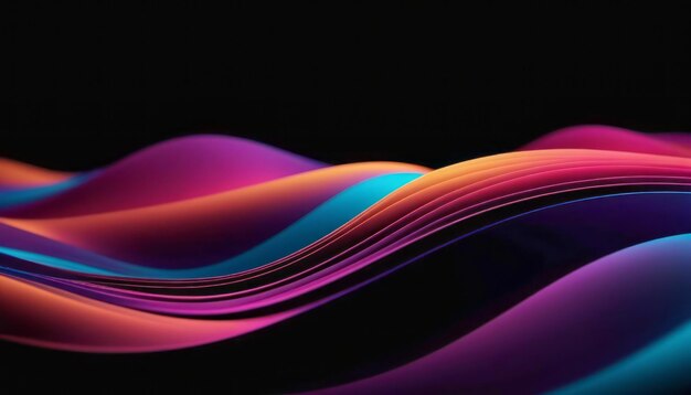 Photo colorful wave pattern on black background