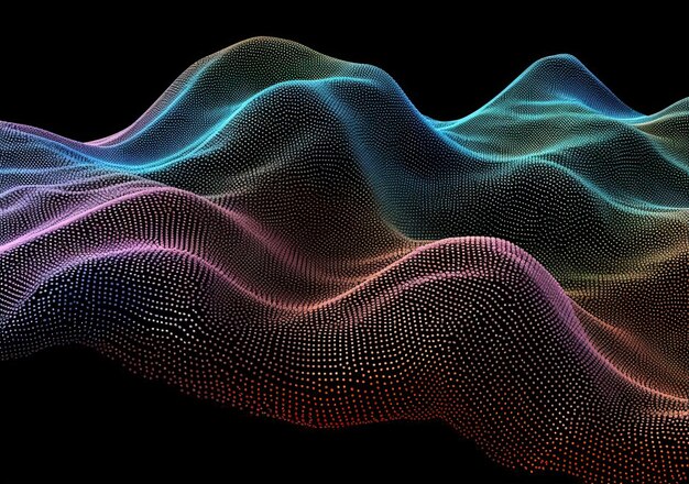 a colorful wave pattern on a black background