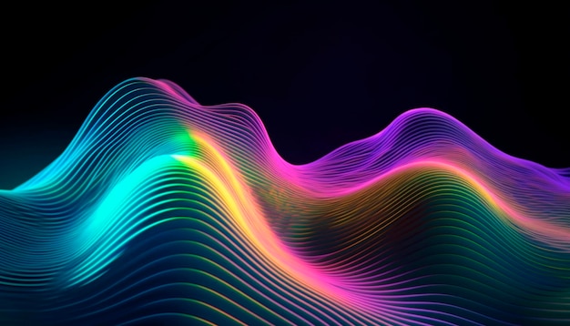 A colorful wave with a black background