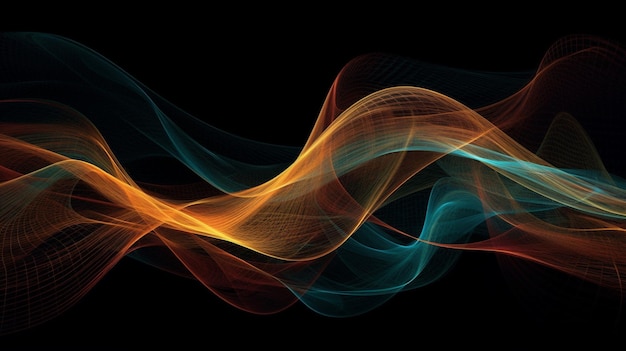 A colorful wave with a black background