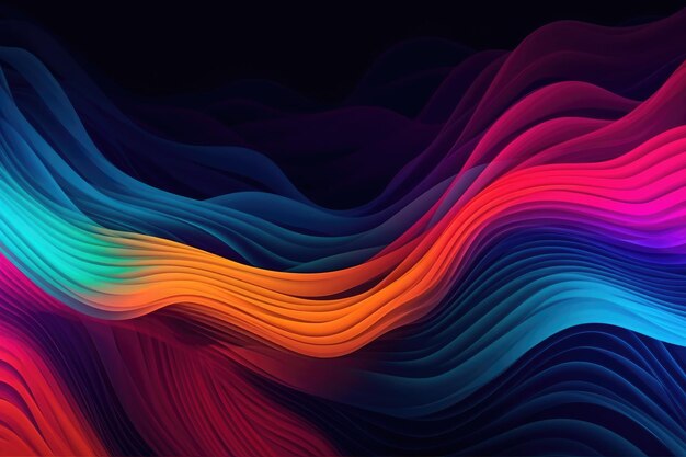 A colorful wave with a black background.