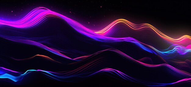 A colorful wave with a black background