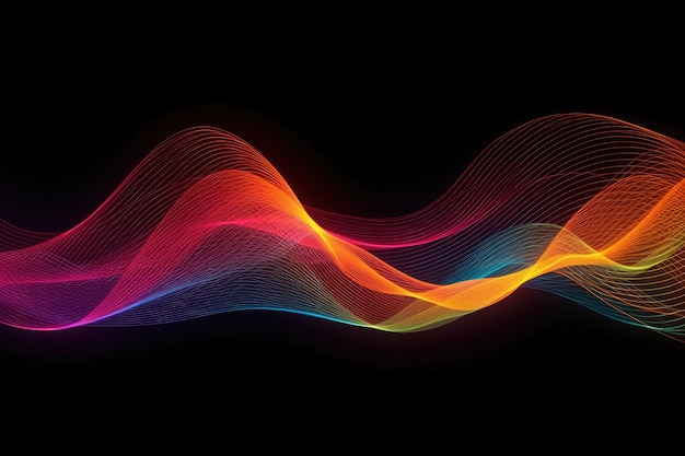 A colorful wave with a black background