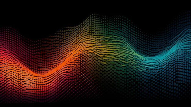 A colorful wave with a black background