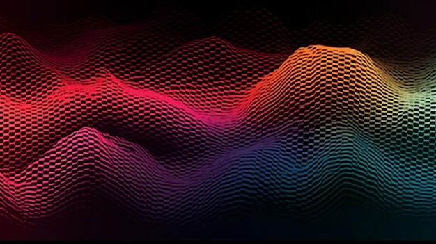 A colorful wave with a black background