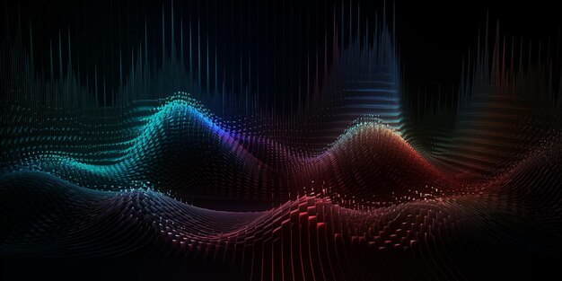 A colorful wave with a black background.