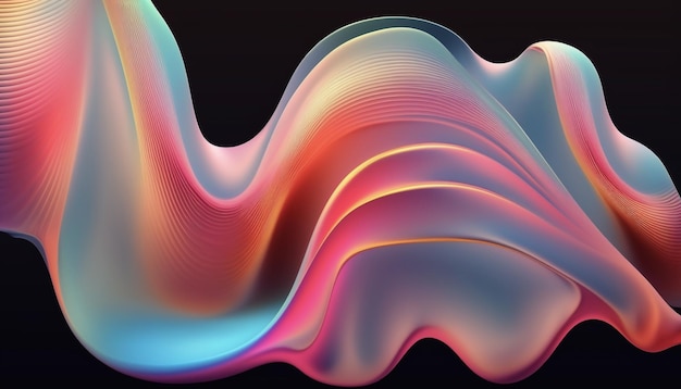 A colorful wave with a black background.