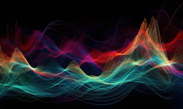 A colorful wave with a black background