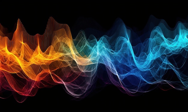 a colorful wave with a black background