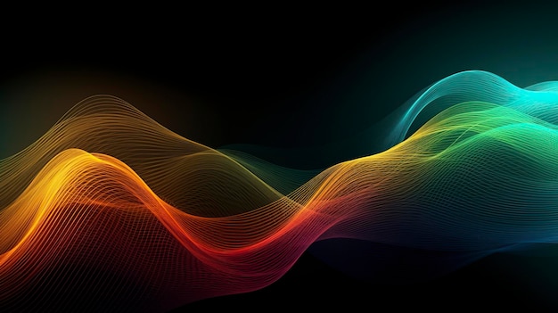 A colorful wave with a black background