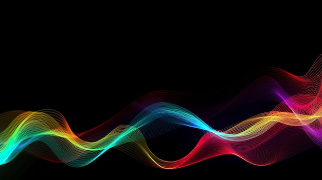 A colorful wave with a black background