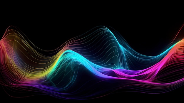 A colorful wave with a black background