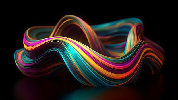 A colorful wave with a black background