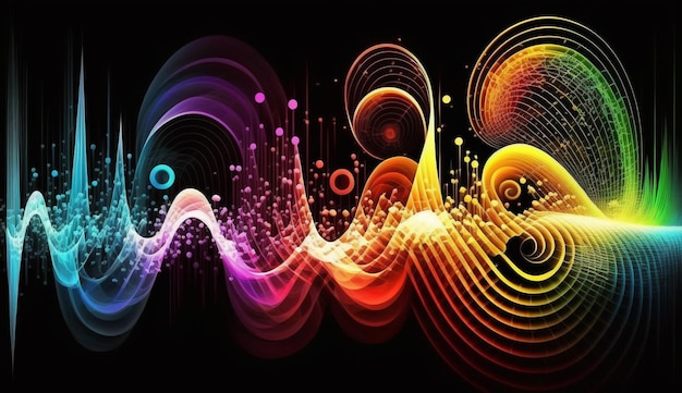 A colorful wave with a black background