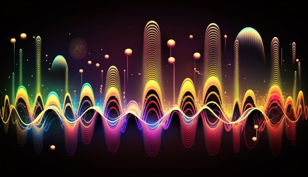 A colorful wave with a black background