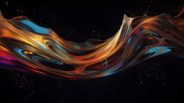 A colorful wave with a black background