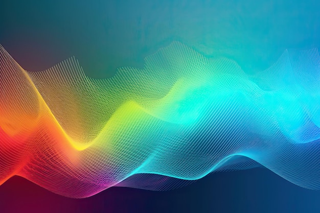 A colorful wave with a blue background