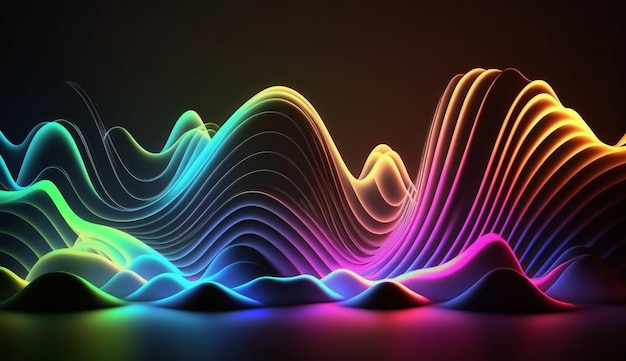 A colorful wave with a dark background