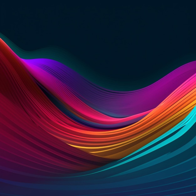 A colorful wave with a dark blue background